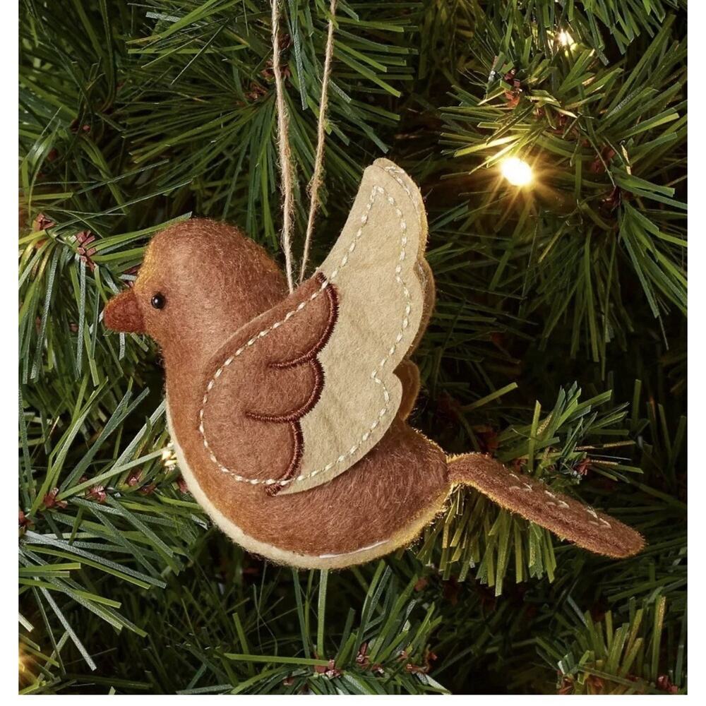 Wondershop Fabric Dove Christmas Tree Ornament Brown new